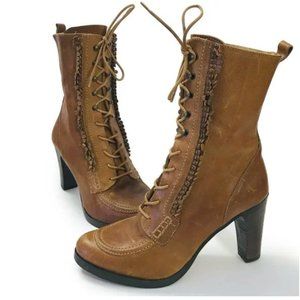 Frye size 8 Bella High Flower Fringe Granny Boots